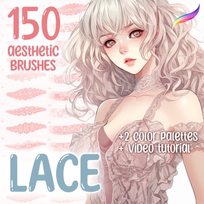 Procreate 150 Lace brushes. Procreate Fabric brushes
