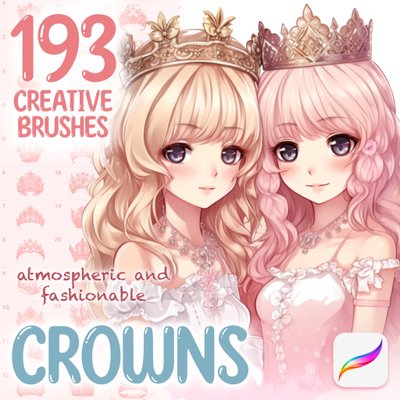 Procreate 193 crowns brushes. Пензлі корони, тіра, прикраси 193Crowns фото