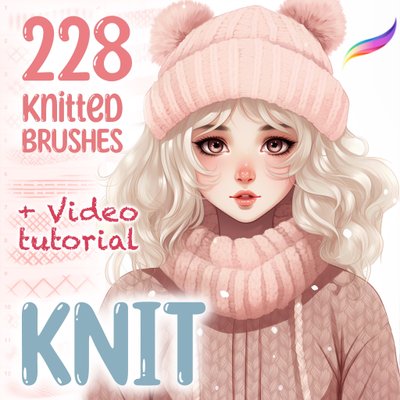 Procreate 228 Knitted texture brushes. Procreate Fabric brushes. Текстурні в'язальні пензлі Knit228 фото