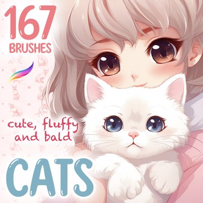 Procreate cats brushes. Пензлі коти 167Cats фото