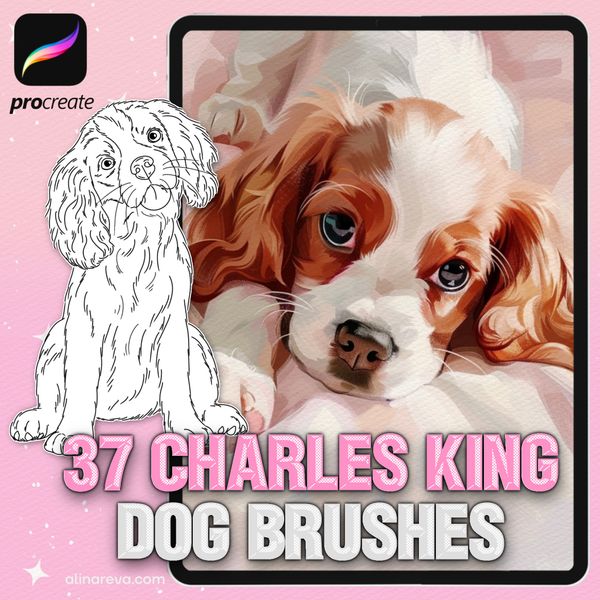 Procreate Dog King Charles Spaniel brushes