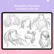 Procreate 75 anime manga chibi hairstyles brushes. Пензлі аніме зачіски  75AnimeHair фото 2