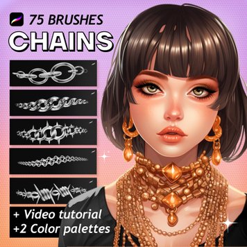 Procreate 75 Chain jewelry brushes. Кисти украшения CHAINS75 фото