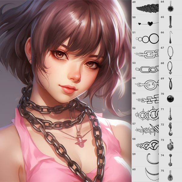 Procreate 75 Chain jewelry brushes. Кисти украшения CHAINS75 фото