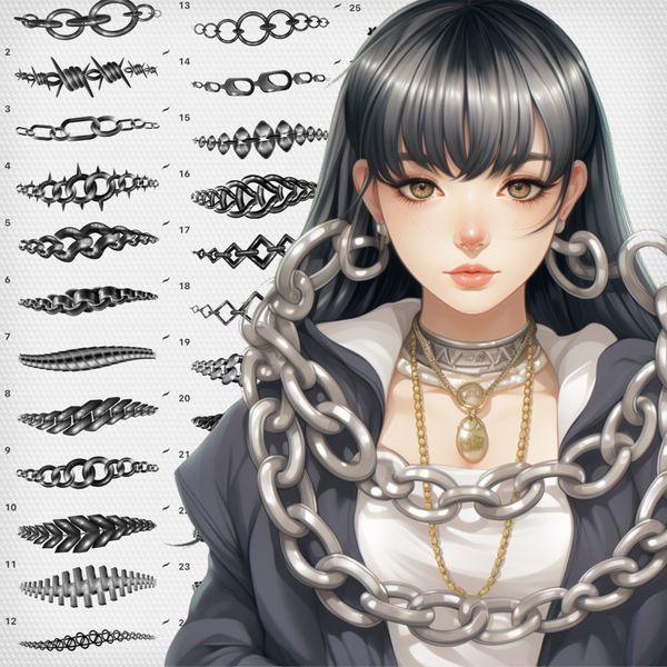 Procreate 75 Chain jewelry brushes. Кисти украшения CHAINS75 фото