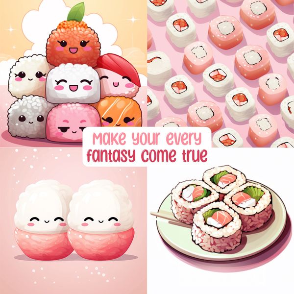 Procreate Kawaii sushi brushes. Пензлі їжа суші 100Sushi фото