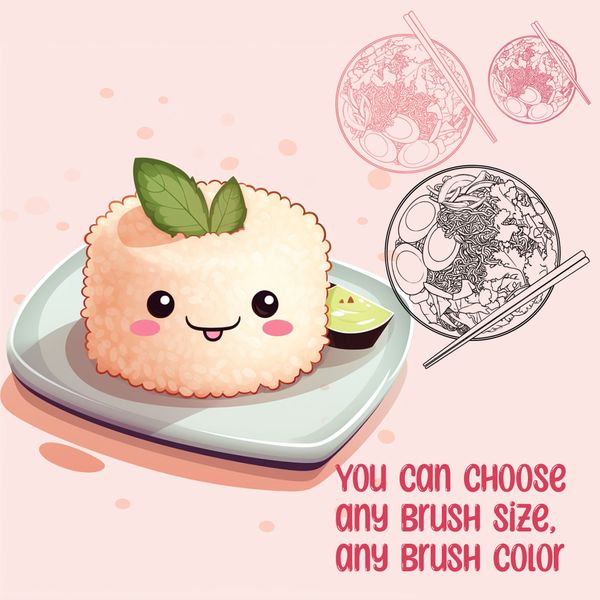 Procreate Kawaii sushi brushes. Пензлі їжа суші 100Sushi фото