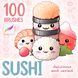 Procreate Kawaii sushi brushes. Кисти еда суши 100Sushi фото 1