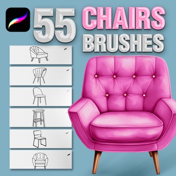 Procreate interior furniture chair brushes. Кисти стулья 55Chairs фото