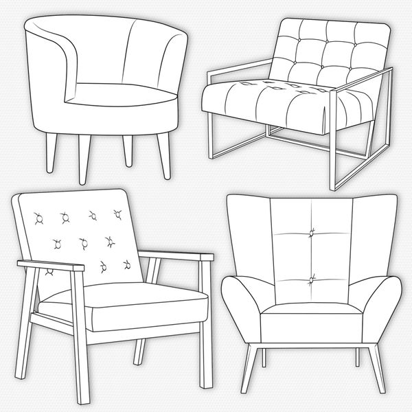 Procreate interior furniture chair brushes. Пензлі стільці 55Chairs фото