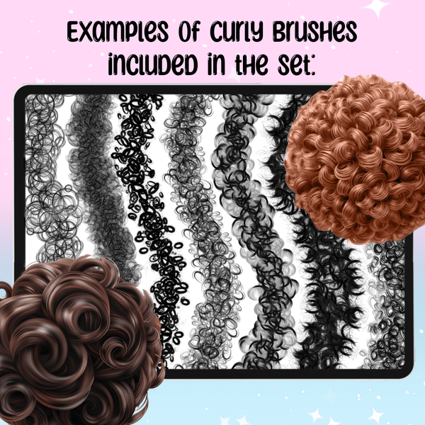 Procreate 55 hair curly brushes. Пензлі кучеряве волосся 55CURLY фото