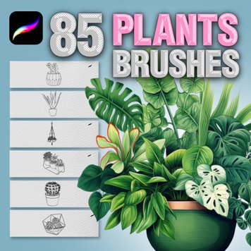 Procreate interior plants stamps. Кисти растения 85Plants фото