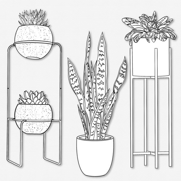 Procreate interior plants stamps. Кисти растения 85Plants фото