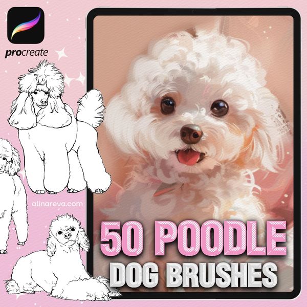 Procreate dogs poodle brushes.  Procreate собака пудель кисти  50poodle фото