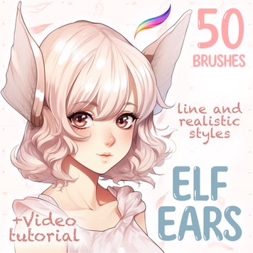 Procreate elf ears brushes. Кисти уши эльфа 50ElfEars фото