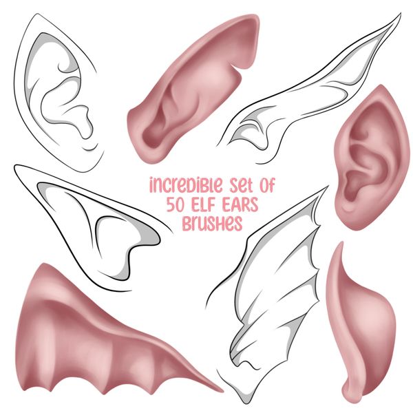 Procreate elf ears brushes. Кисти уши эльфа 50ElfEars фото