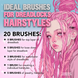 Procreate 20 Dreadlocks Brushes. Кисти дреды, кисти для волос Dreadlock20 фото 2