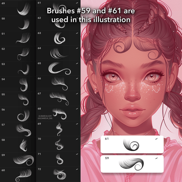 Procreate 85 Hair brushes. Procreate edges baby hair brushes. Кисти пряди волосы 85Edges фото