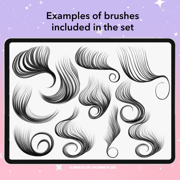 Procreate 85 Hair brushes. Procreate edges baby hair brushes. Пензлі прядки волосся 85Edges фото