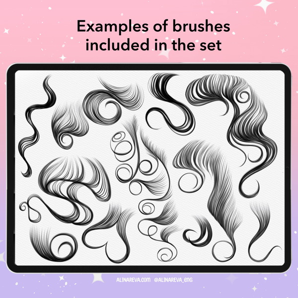 Procreate 85 Hair brushes. Procreate edges baby hair brushes. Кисти пряди волосы 85Edges фото