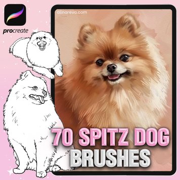 Procreate Spitz dog brushes. Кисти шпиц собака 70SpitzDog фото