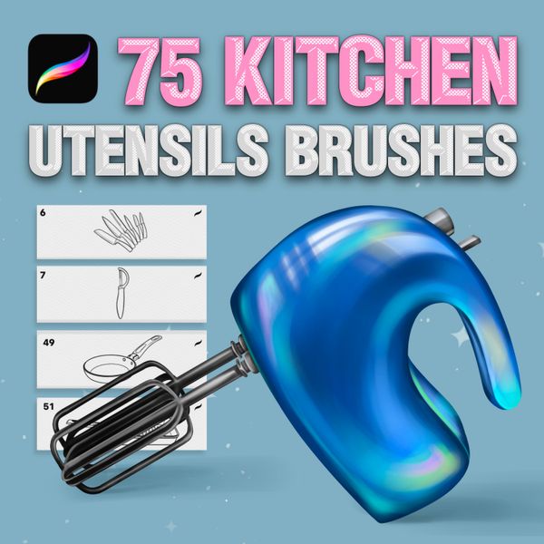 Procreate kitchen brushes. Procreate interior furniture brushes.