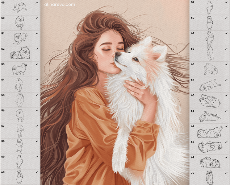 Procreate Spitz dog brushes. Кисти шпиц собака 70SpitzDog фото