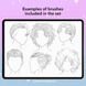 Procreate 35 male anime hairstyles brushes. Мужские аниме прически 35AnimeHair фото 2