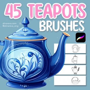 Procreate teapots  kettle brushes. Пензлі чайники кухня 45Teapots фото