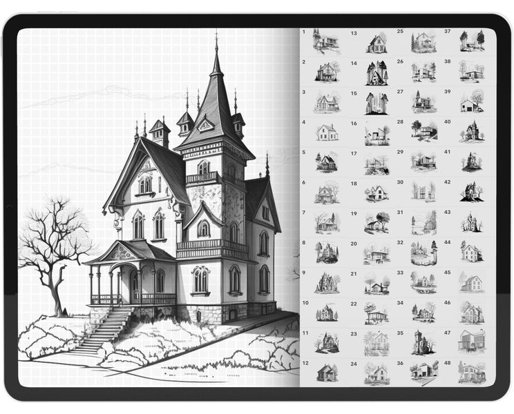 Procreate houses brushes. Кисти дома 50Houses фото