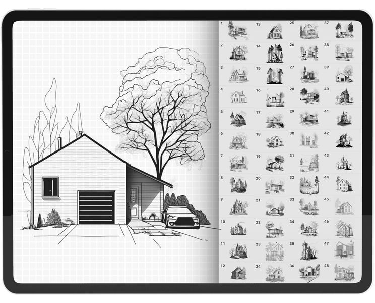 Procreate houses brushes. Кисти дома 50Houses фото