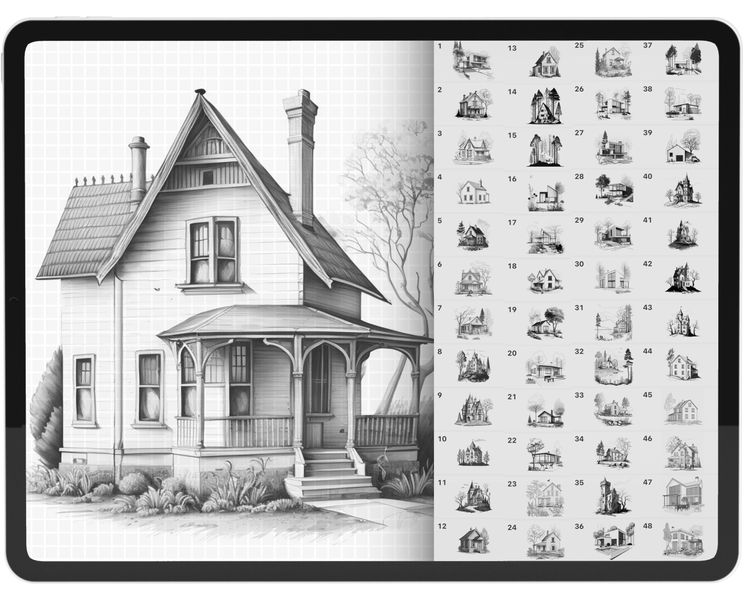 Procreate houses brushes. Кисти дома 50Houses фото