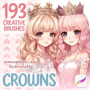 Procreate 193 crowns brushes. Кисти короны, тира, украшения 193Crowns фото