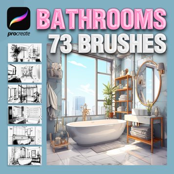 Procreate interior room brushes. Пензлі кімнати 73Bathroom фото