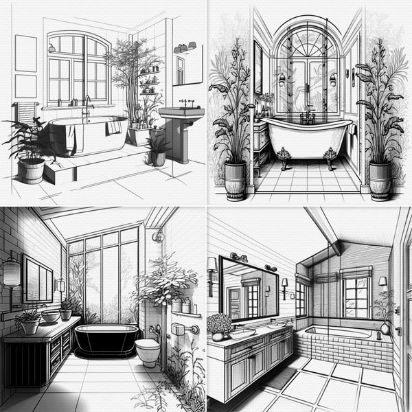 Procreate interior room brushes. Кисти комнаты 73Bathroom фото