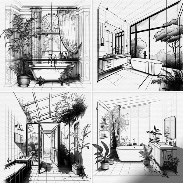 Procreate interior room brushes. Кисти комнаты 73Bathroom фото