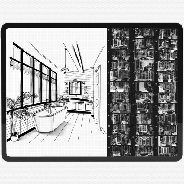 Procreate interior room brushes. Кисти комнаты 73Bathroom фото