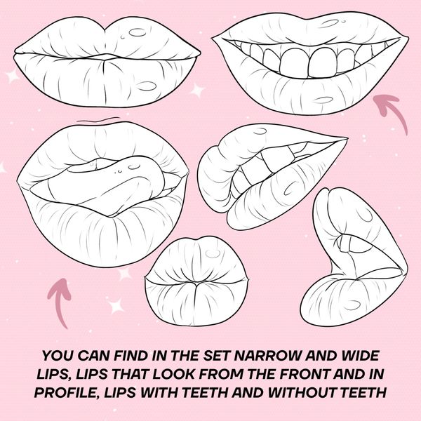 Procreate lips portrait brushes. Кисти губы 150 lips фото