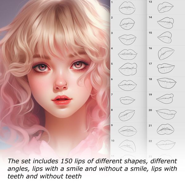 Procreate lips portrait brushes. Кисти губы 150 lips фото