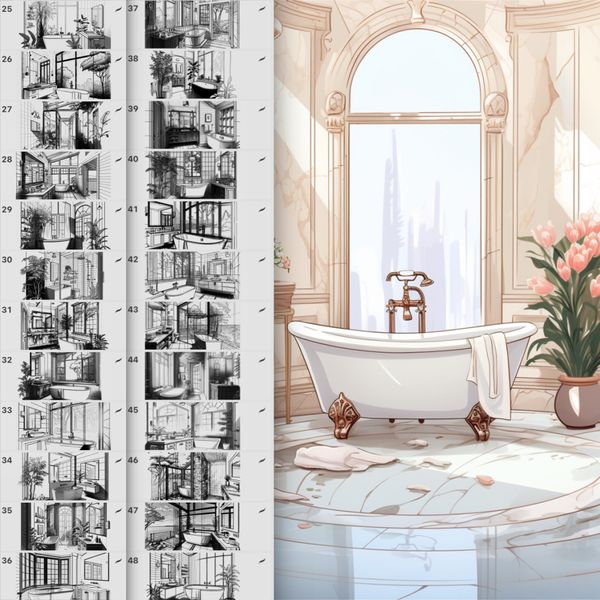 Procreate interior room brushes. Кисти комнаты 73Bathroom фото