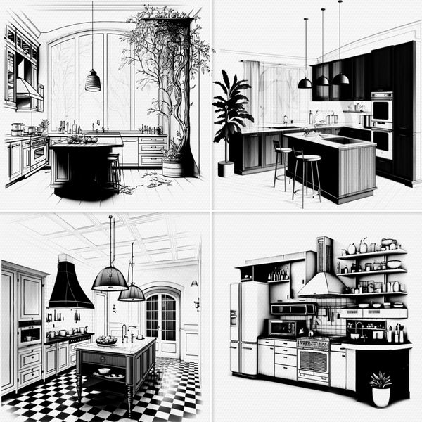 Procreate interior kitchen room brushes. Кисти кухня комната 78Kitchens фото