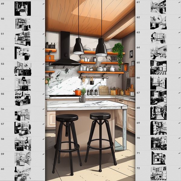 Procreate interior kitchen room brushes. Кисти кухня комната 78Kitchens фото