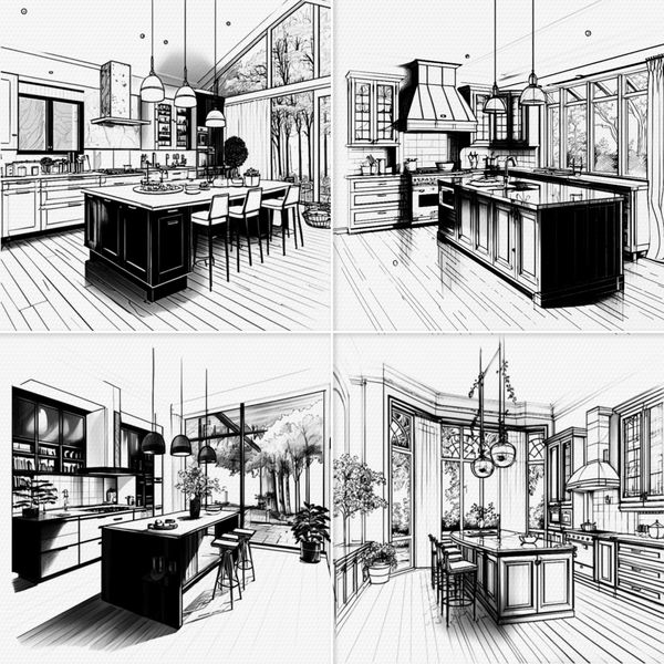 Procreate interior kitchen room brushes. Кисти кухня комната 78Kitchens фото