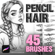 Procreate 45 Hair Pencil Braids brushes. Пензлі коси 45HairSketch фото 1