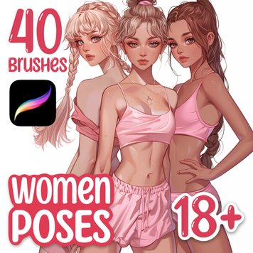 Procreate 40 женские кисти позы 40FemalePoses фото