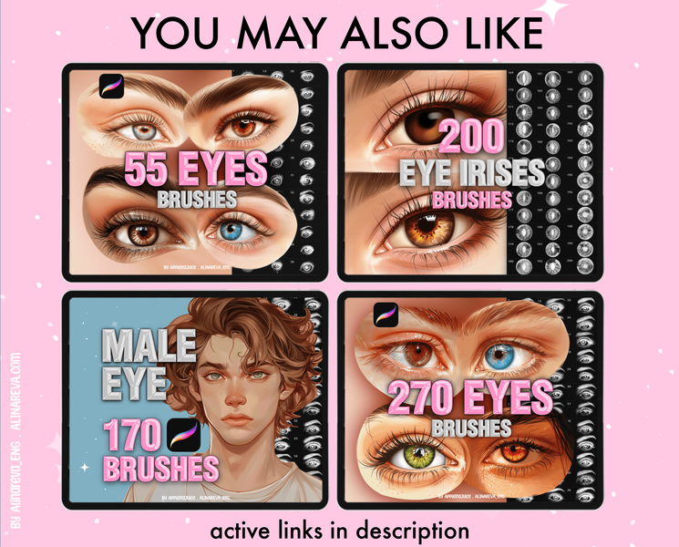 Procreate male eye brushes. Procreate eyes. Procreate realistic male portrait brushes