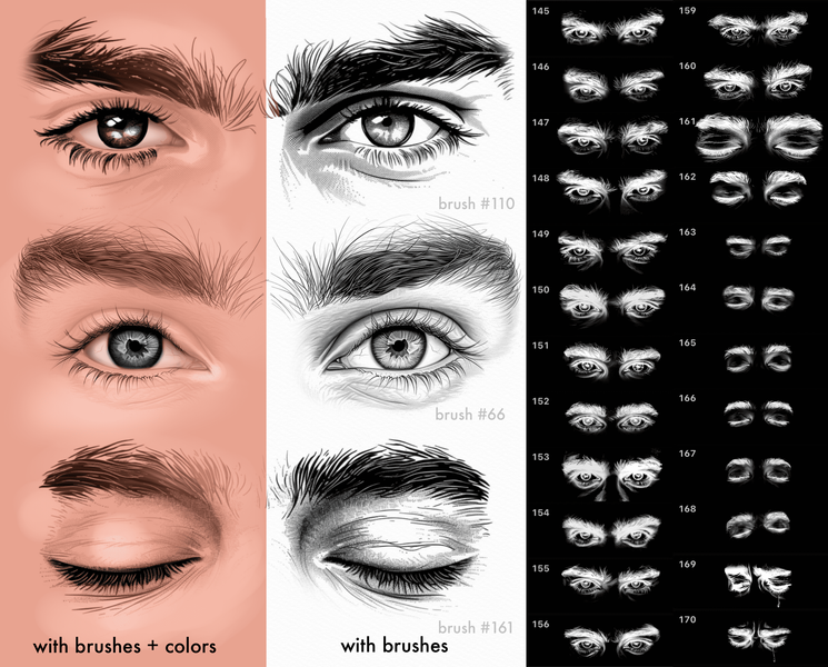 Procreate male eye brushes. Procreate eyes. Procreate realistic male portrait brushes