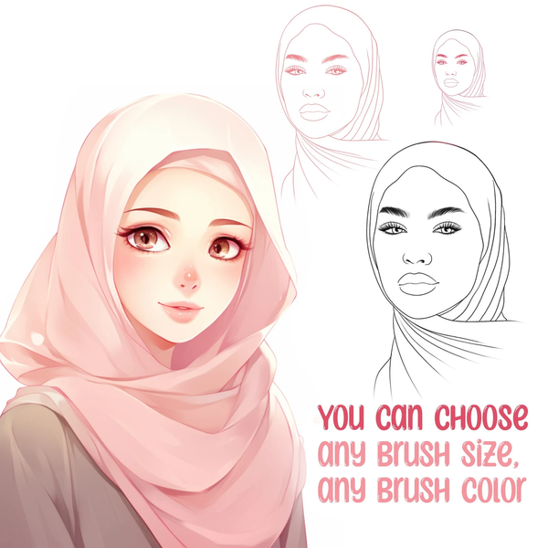 Procreate 35 Muslim Face brushes. Портрети жінок 35MuslimFace фото