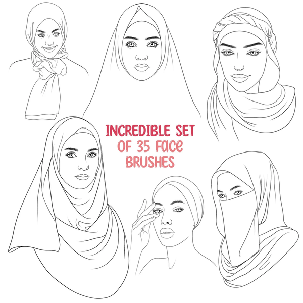 Procreate 35 Muslim Face brushes. Портрети жінок 35MuslimFace фото