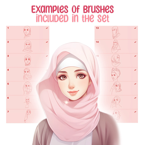 Procreate 35 Muslim Face brushes. Портреты девушек  35MuslimFace фото